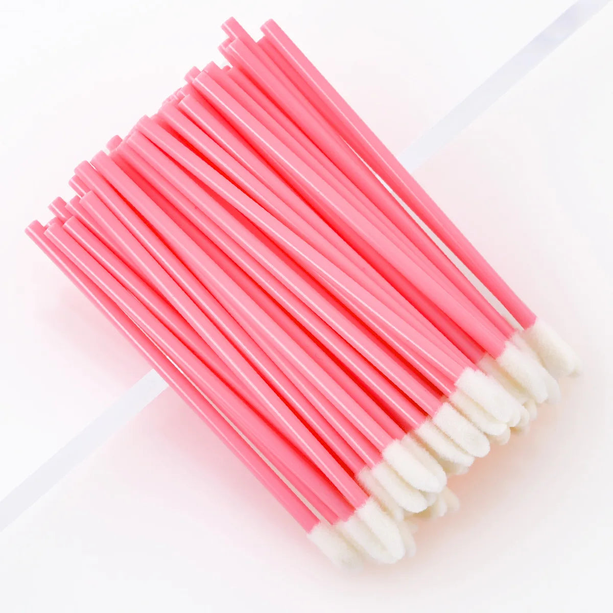 50pcs pink Handle Color Disposable Lip Gloss Applicator Wands – Soft Fiber