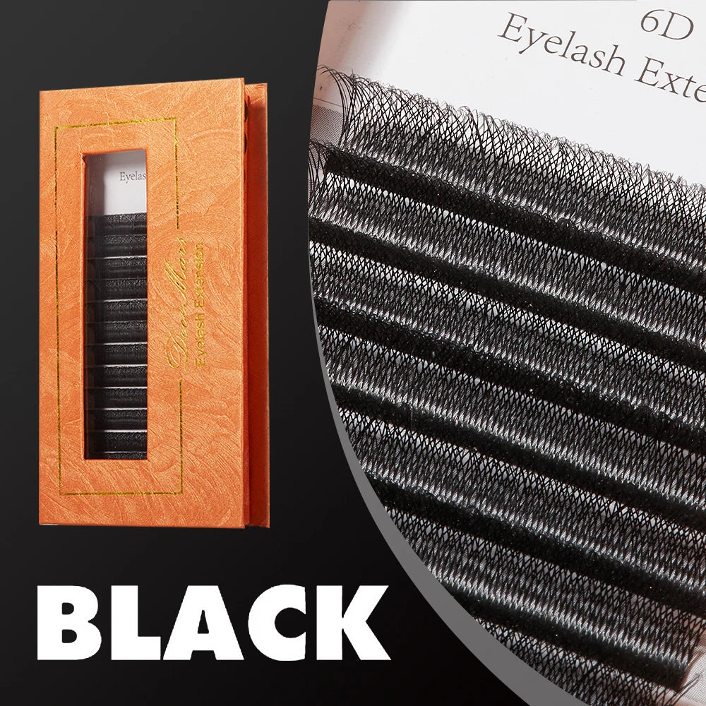 Black Color 6D W-Shaped Eyelash Extensions – Natural Volume Look