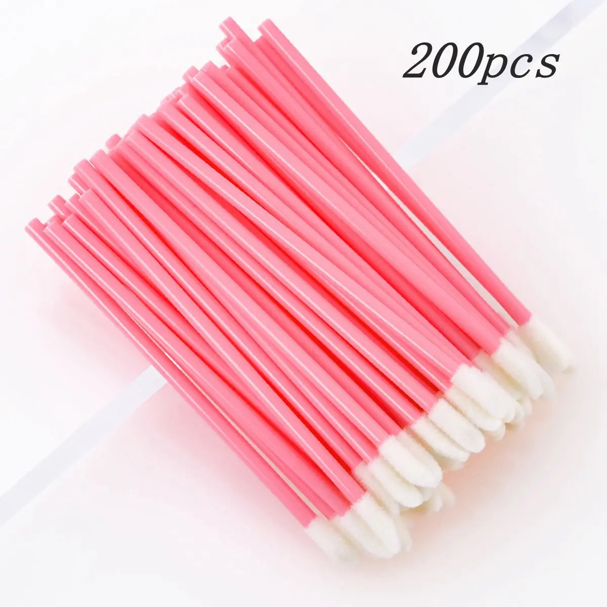 200pcs pink Handle Color Disposable Lip Gloss Applicator Wands – Soft Fiber