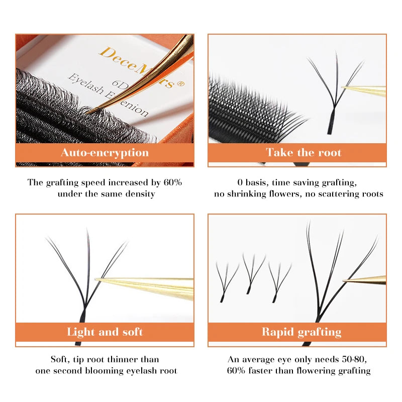 6D W-Shaped Eyelash Extensions – Natural Volume Look